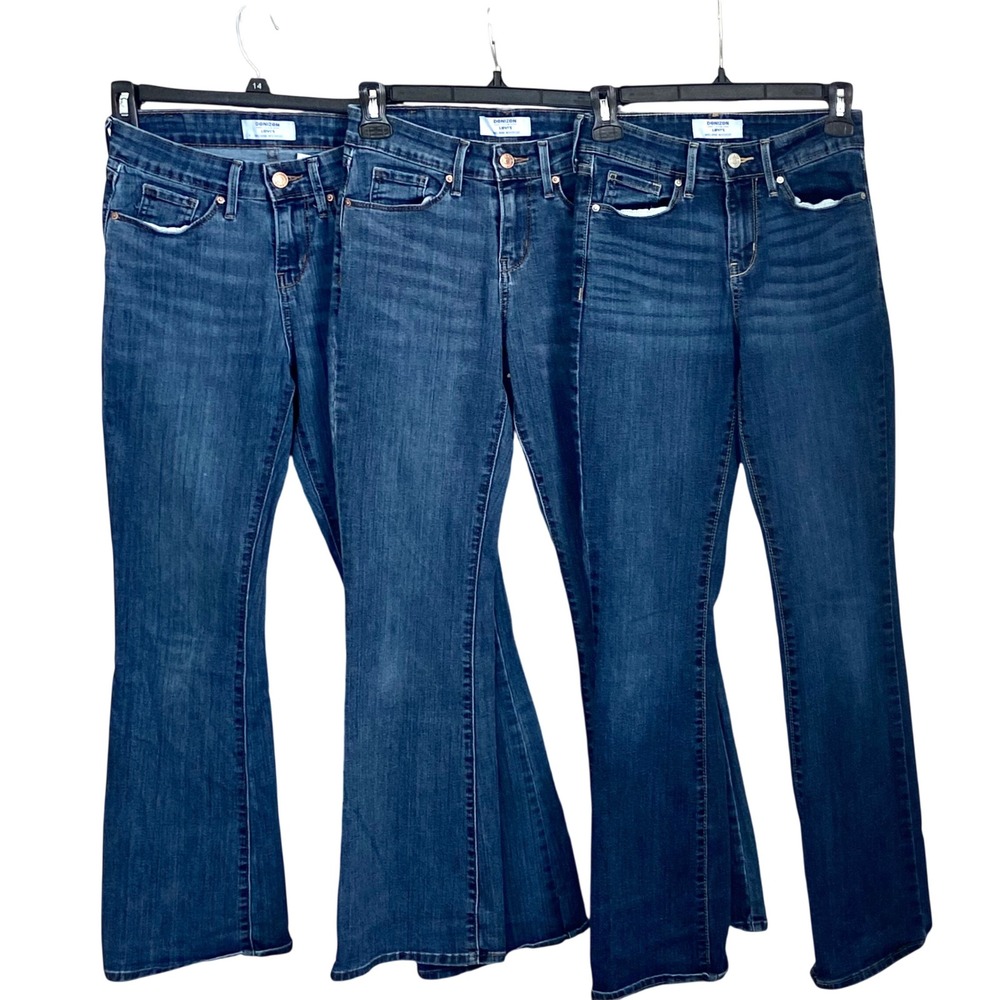 LOT of 3 Denizen Levi's Womens Mid-Rise Bootcut Jeans Dark Wash 26x31-32